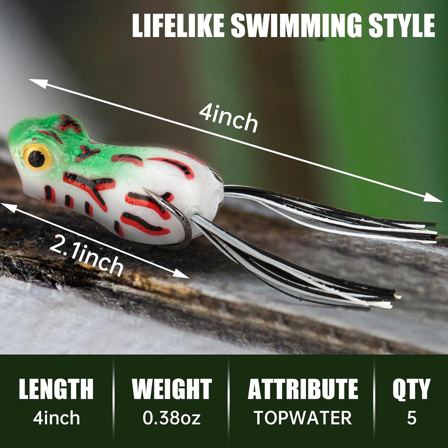 5pcs Topwater Frog Lure Set with Weedless Hooks, Soft Fishing Lures with Realistic Design, Perfect for Bass Fishing