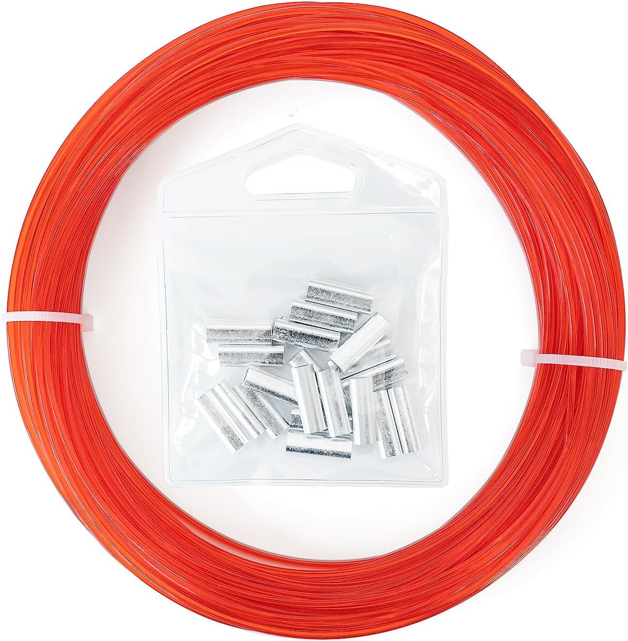 BLUEWING 50/100yd Outrigger Line Rigging Kit Mono with 20pcs/40pcs Aluminum Sleeve Crimps and 400LB Test Monofilament Fishing Line