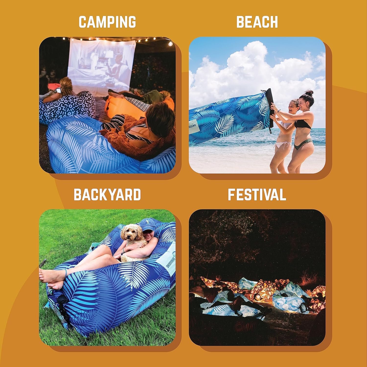Chillbo Shwaggins Inflatable Couch – Cool Inflatable Lounger Easy Setup Inflatable Chair is Perfect for Beach Gear, Camping Fun and Festival Accessories.