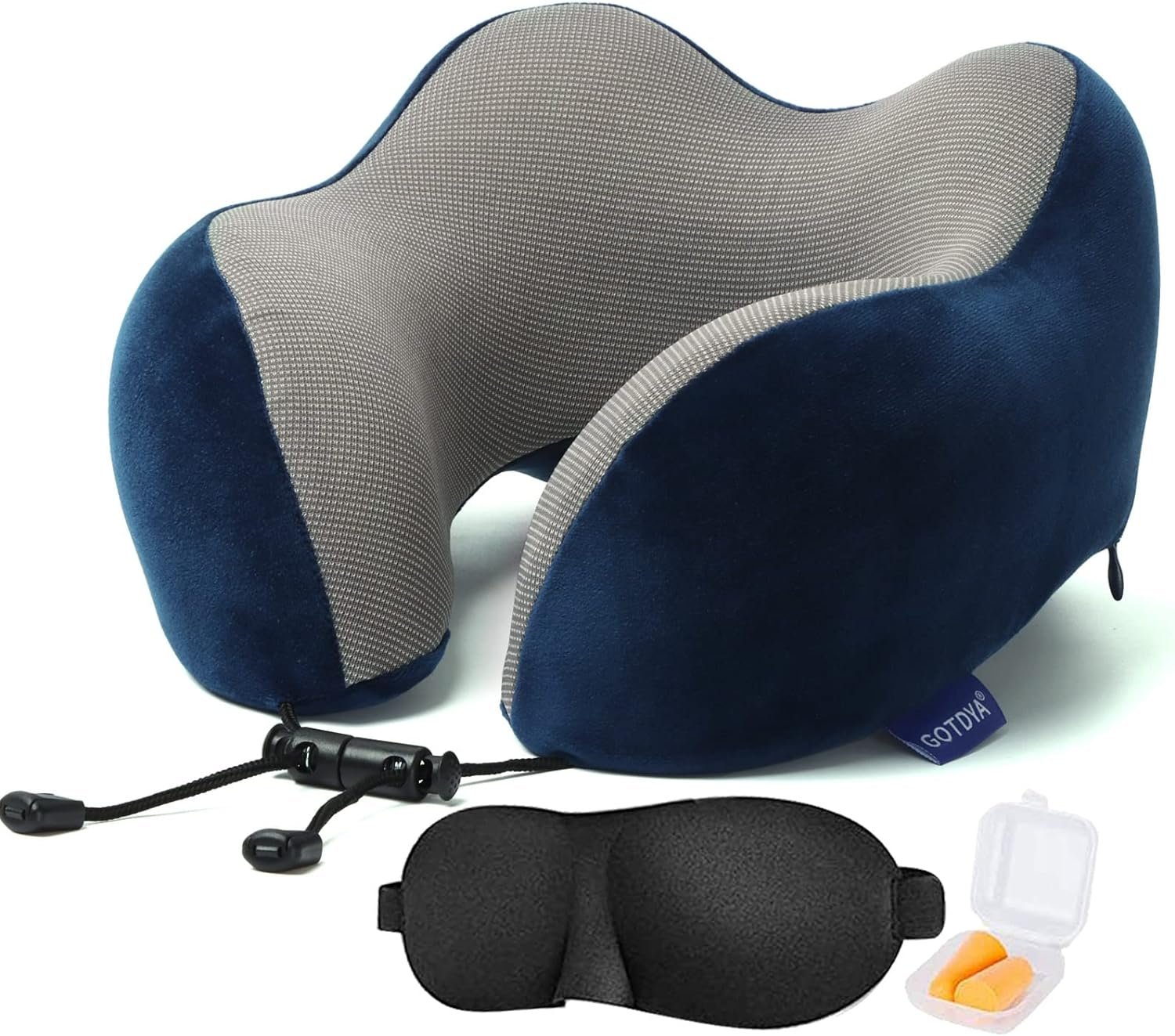 GOTDYA Travel Pillow,Travel Neck Pillows for Sleeping,100% Pure Memory Foam Soft Comfort  Support Pillow for Airplane/Car/OfficeHome Rest Use-Blue