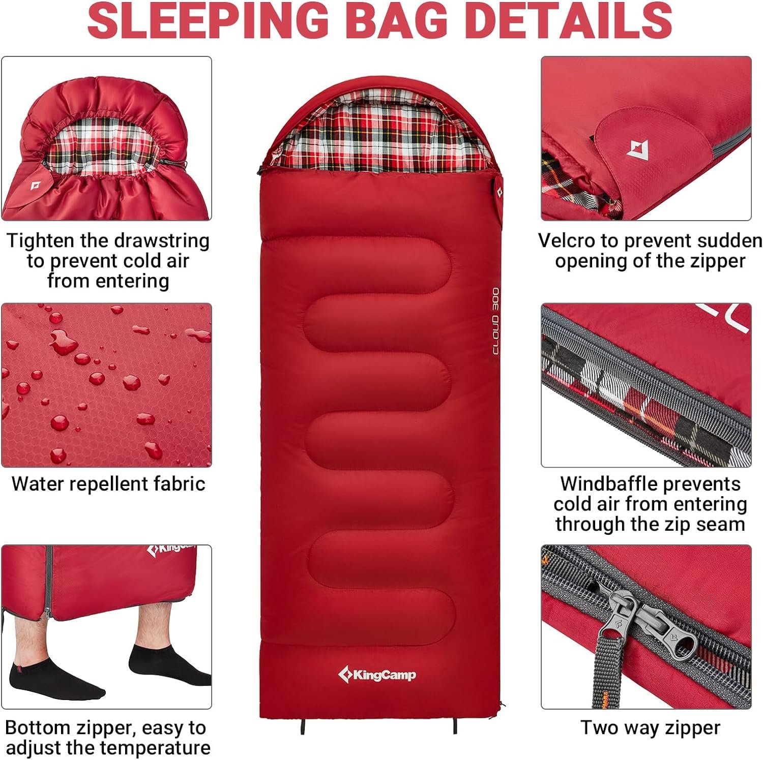 KingCamp Kids Sleeping Bag Flannel Lined Cold Weather 3-4 Season Sleeping Bag for Teens Youth Child Boys Girls Camping Hiking Backpacking, Water Repellent Lightweight  Compact