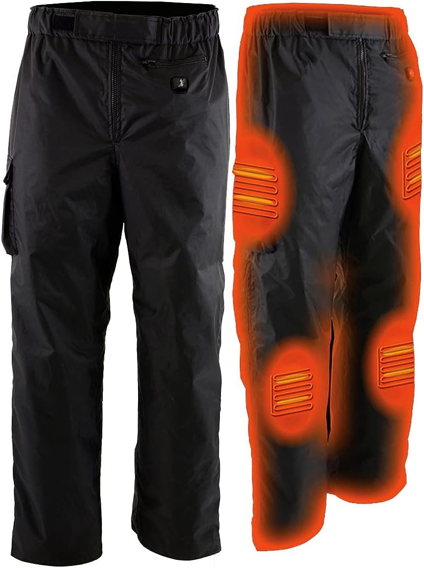 Nexgen Heat MPM5715SET Men Black Winter Thermal Heated Pants for Ski and Riding w/Rechargable Battery Pack