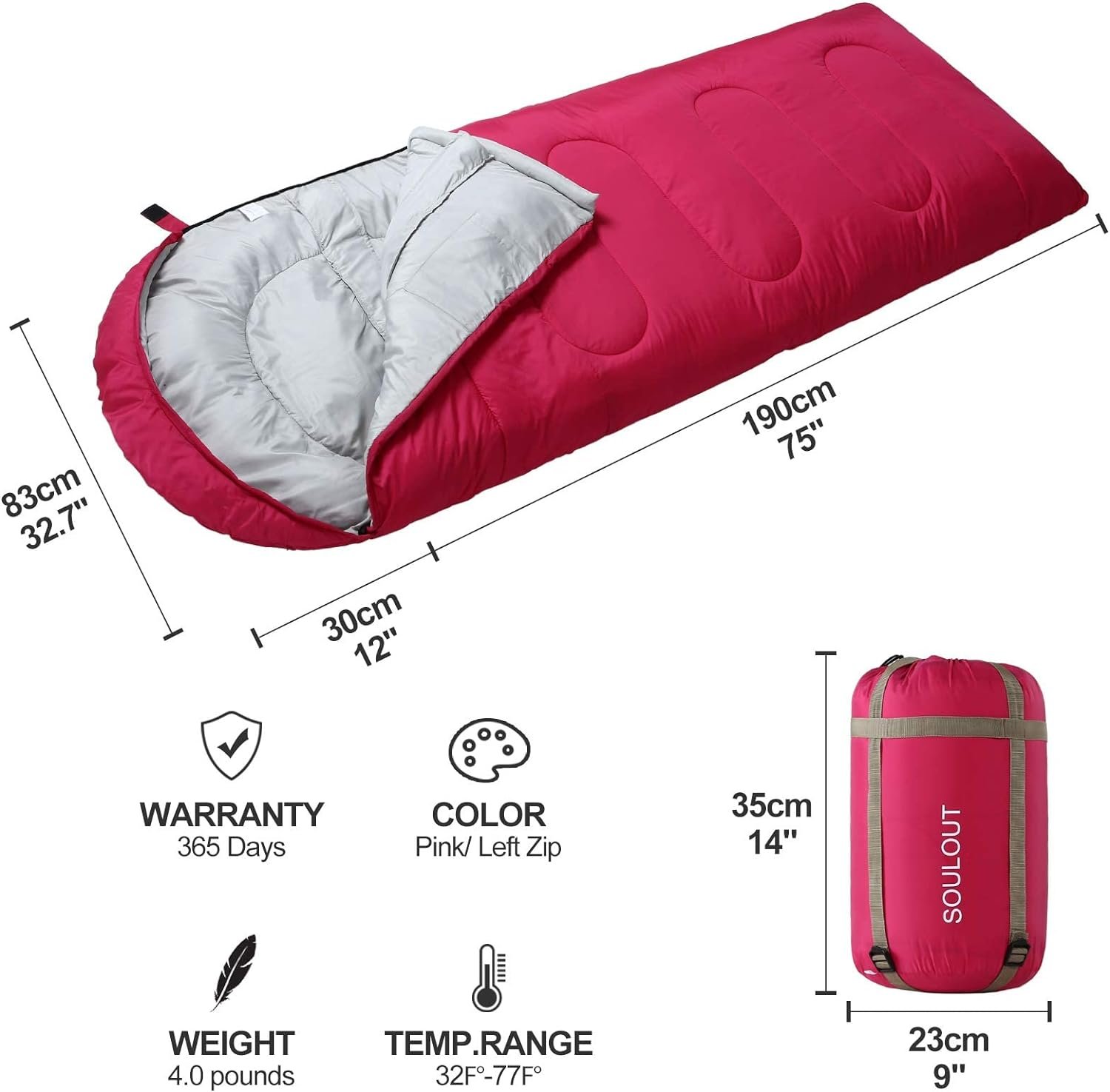 Sleeping Bag,3-4 Seasons Warm Cold Weather Lightweight, Portable, Waterproof Sleeping Bag with Compression Sack for Adults  Kids - Indoor  Outdoor: Camping, Backpacking, Hiking