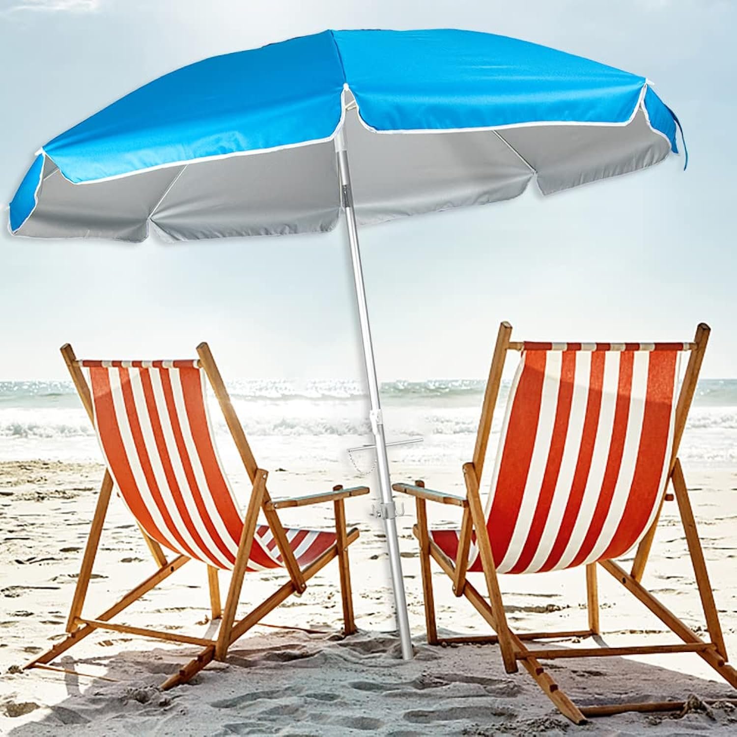 Snail Beach Umbrella Outdoor Portable Sunshade Umbrella for Sand  Sun UPF 50+ Protection High Wind Beach Umbrellas with Sand Anchor Tilt Aluminum Pole Air Vent and Carry Bag
