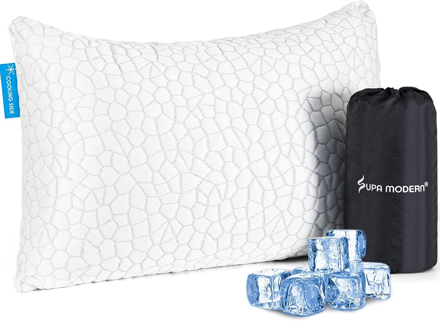 SUPA MODERN Cooling Adjustable Camping Pillow Travel Pillow -Small Camping Pillow for Sleeping with Storage Bag-Luxury Memory Foam Camping Pillow