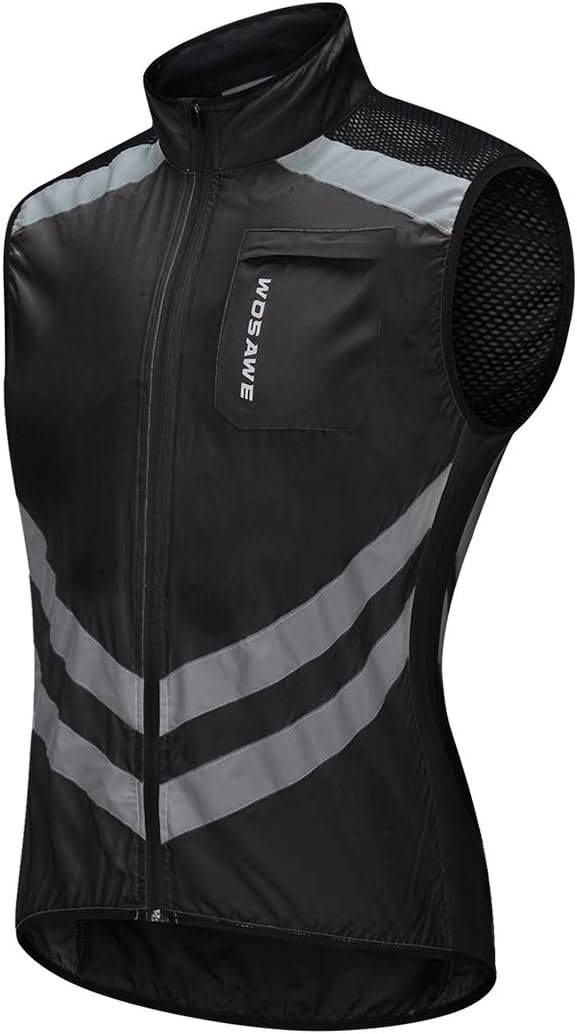 WOSAWE Highly Reflective Cycling Vest Motorcycle Off-road Sleeveless Wind Jacket