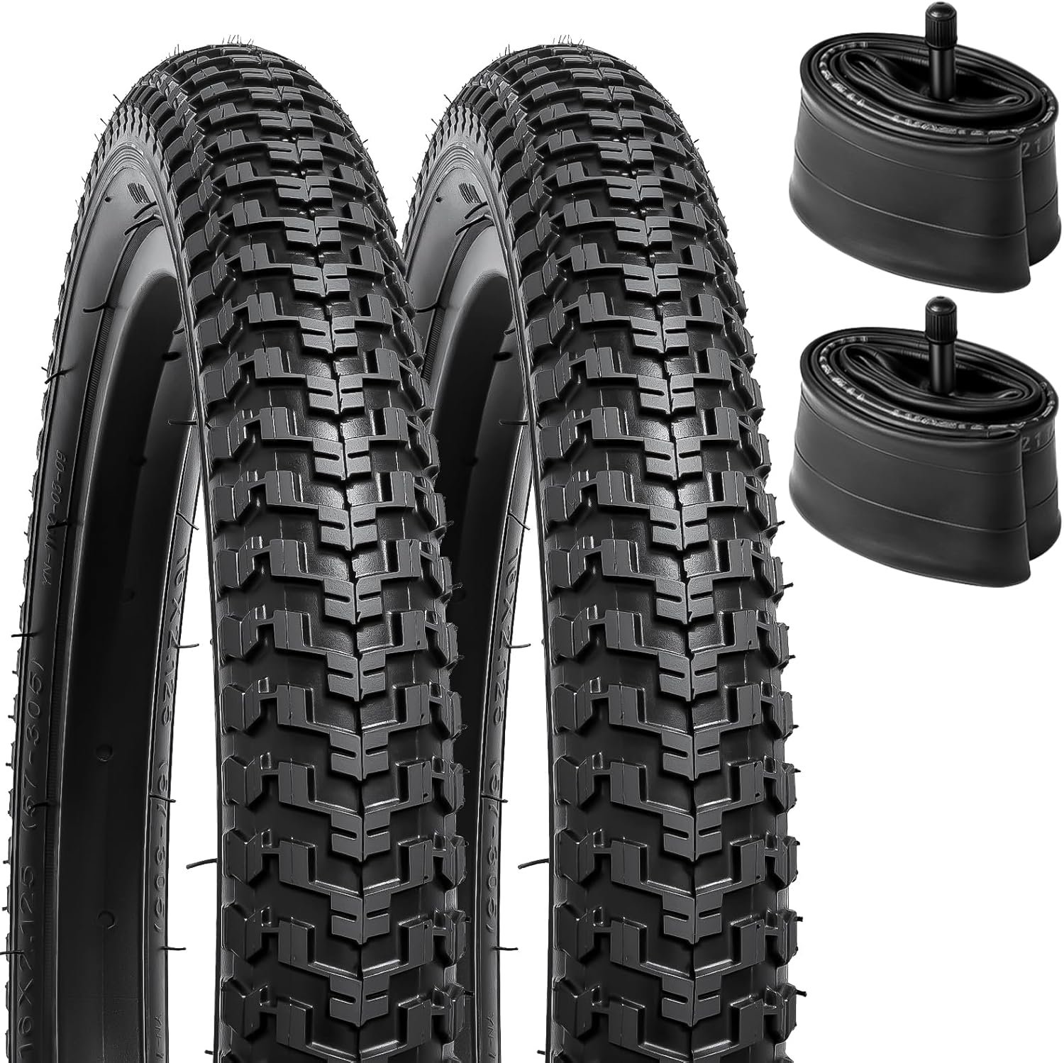YunSCM 16 Bike Tires 16x1.75/47-305 and 16 Bike Tubes Schrader Valve Compatible with 16x1.50 16 x 1.75 16 x 1.90 16x1.95 Bike/Bicycle Tires and Tubes(Y-1116/P-198)