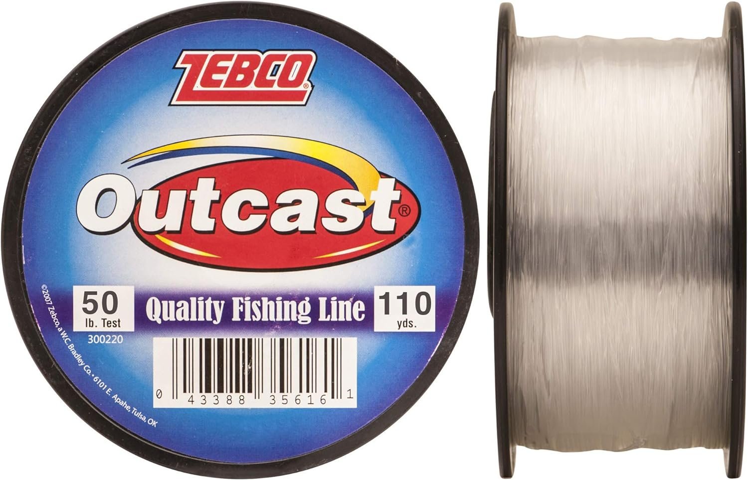 Zebco Outcast Monofilament Fishing Line, Low Memory and Stretch, High Tensile Strength