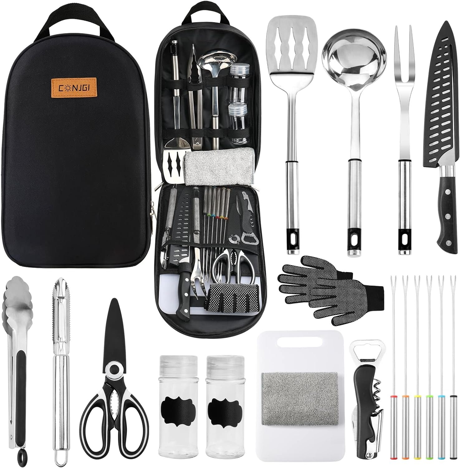 Camping Cookware Storage Bag - Camping Cooking Utensils Set Bag Camping Tool Portable Storage Bag Suitable for Knife, Fork, Spoon, Chopping Board, Chefs Knife,Kitchenware Storage