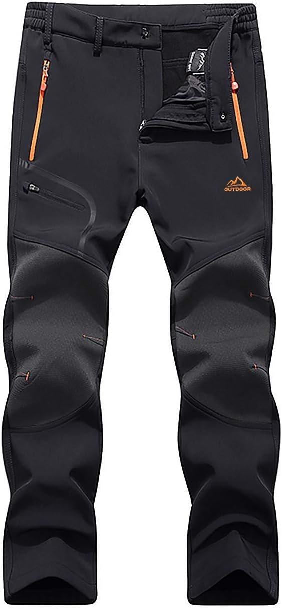 EKLENTSON Mens Thermal Pants Lightweight Work Cargo Pants for Hiking Ski Fishing Black