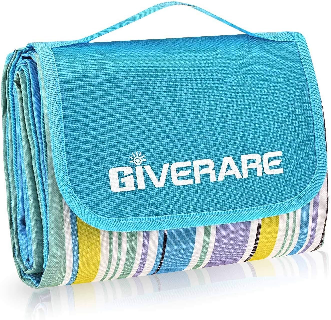 GIVERARE Picnic Beach Blanket, XL Sandfree Waterproof Outdoor Camping Blanket, Quick Drying Oxford Family Mat, Portable Extra Large Picnic Mat for Travel, Hiking, Music Festival, Lawn