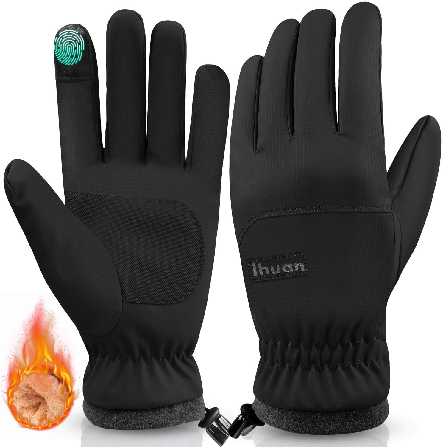 ihuan Winter Gloves Waterproof Windproof Mens Women - Warm Gloves Cold Weather, Touch Screen Fingers, Driving Biking Running