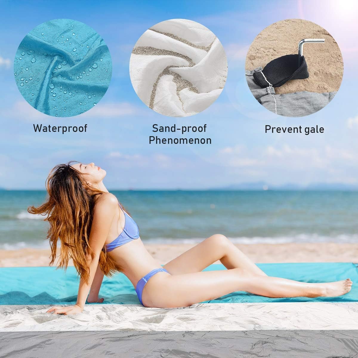 SEGOAL Sand Free Beach Blanket 10 X 9 Large Oversized Waterproof Soft Lightweight Durable Quick Drying Portable Sand Proof Mat for Adults Family Picnic Travel Camping Hiking with 4 Corner Pockets