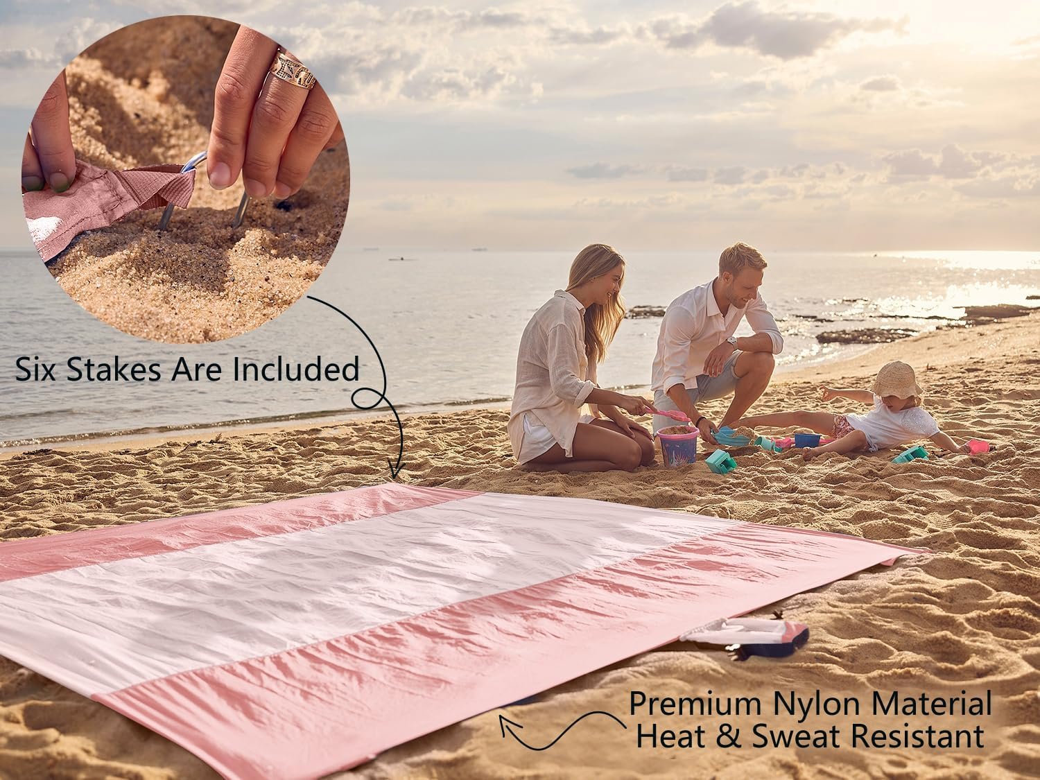 WEKAPO Beach Blanket Sandproof, Extra Large Beach Mat, Big  Compact Sand Free Mat Quick Drying, Lightweight  Durable with 6 Stakes  4 Corner Pockets