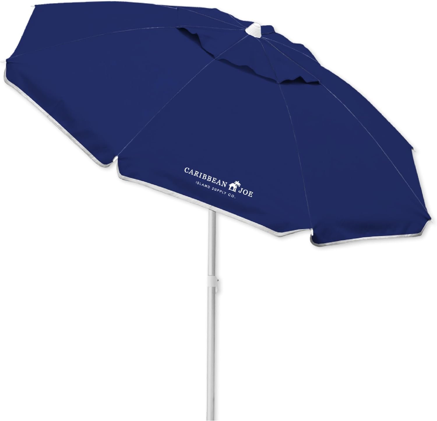 Caribbean Joe Beach Umbrella, Portable and Adjustable Tilt Sun Umbrella with UV Protection, Vented Canopy, Full 6.5 ft Arc