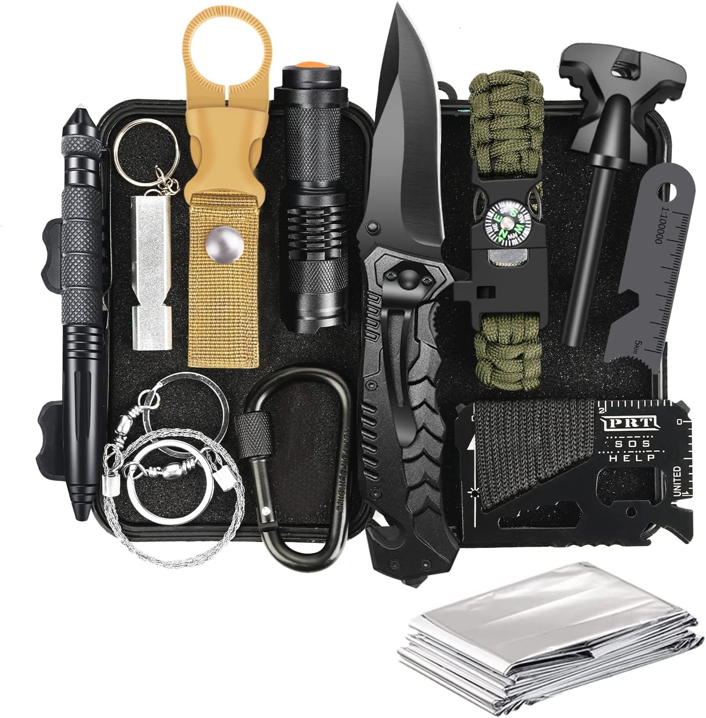 Gifts for Men Dad Husband Fathers Day, Emergency Survival Gear and Equipment 14 in 1, Hunting Fishing Birthday Gift Ideas for Him Boyfriend Teenage Boy, Camping Accessories, Cool Gadget