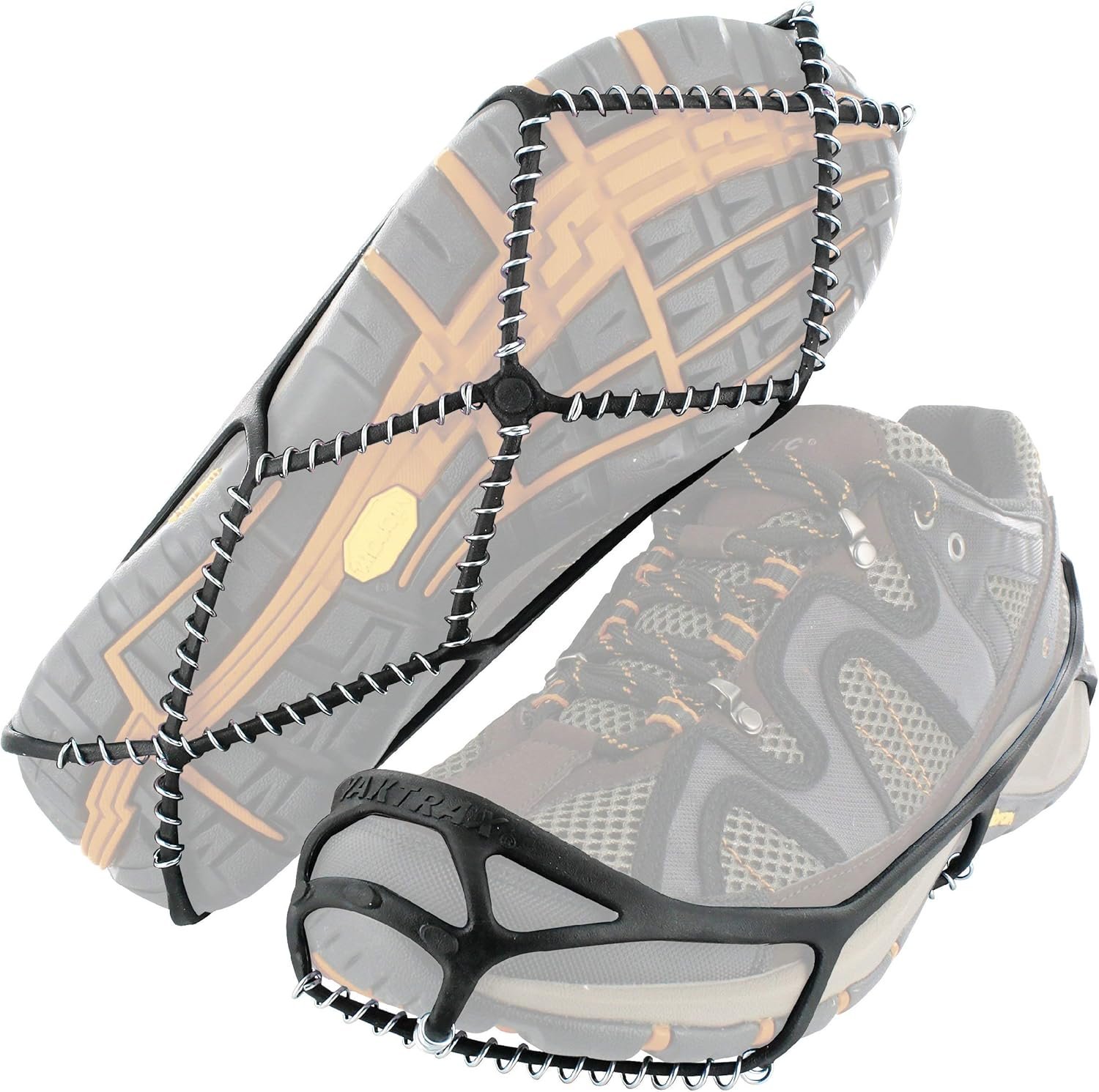 Yaktrax Walk Traction Cleats - 360-Degree Grip on Snow, Ice,  Multi-terrain Surfaces - Elastic Outer Band w/ Easy-On/Off Heel Tab  1.2mm Zinc-coated Steel Coils - Abrasion  Rust Resistant - Unisex