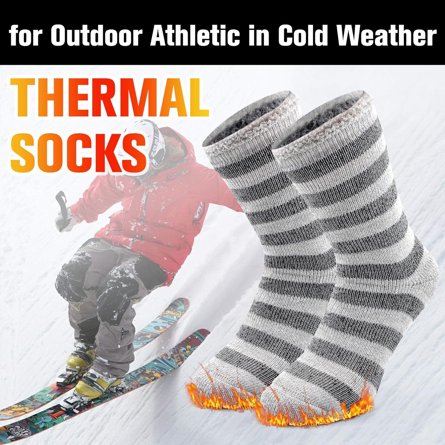 Busy Socks Winter Warm Thermal Socks for Men Women Extra Thick Insulated Heated Crew Boot Socks for Extreme Cold Weather