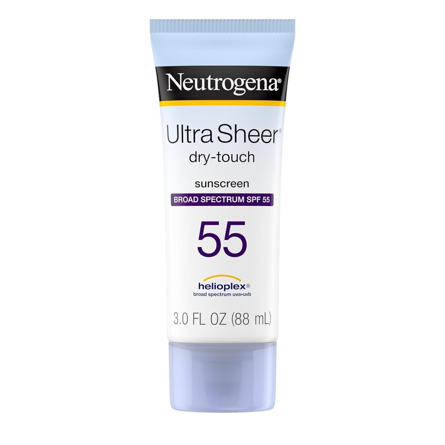 Neutrogena Ultra Sheer Dry-Touch Sunscreen Lotion, Broad Spectrum SPF 55 UVA/UVB Protection, Lightweight Water Resistant Face  Body Sunscreen, Non-Greasy, Travel Size, 3 fl. oz