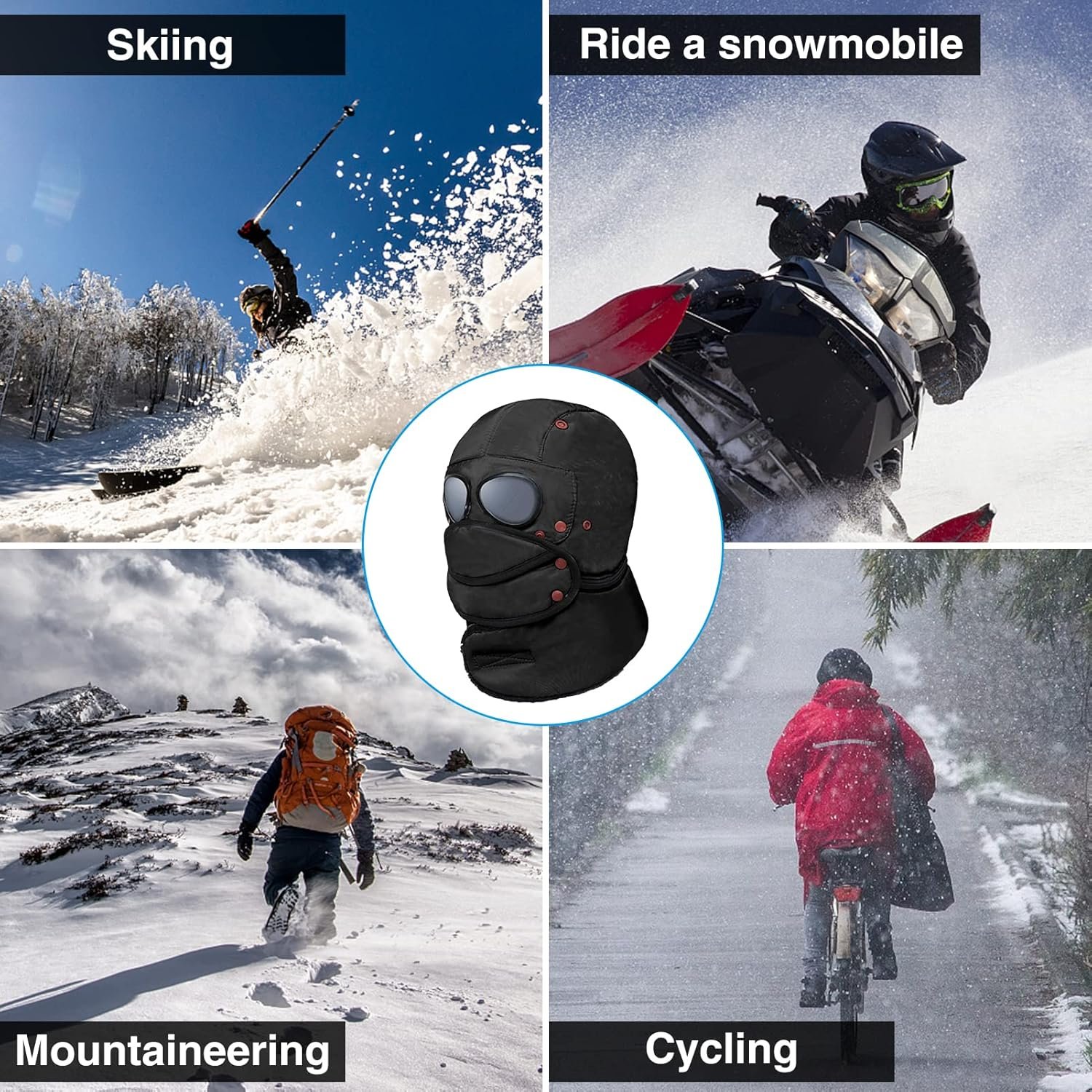 Winter Trapper Hat for Men - Super Warm Fleece Mens Hats with Mask Goggles Face Cover Ear Flaps, Windproof Coldproof, Cool