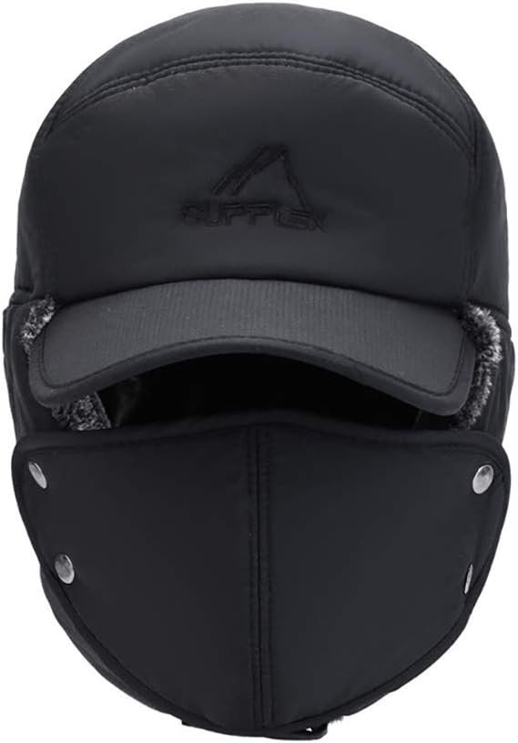Winter Warm Hat for Men Trapper Hats with Ear Flap Face Cover Thermal Fur Trooper Hat Windproof Snow Ushanka Hat