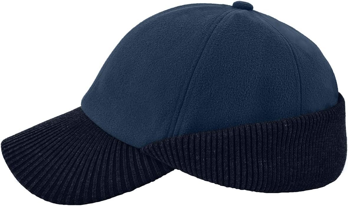 Wool Winter Baseball Cap with Warmer Earflap for Men ＆ Women Outdoor Ski Visor Beanie Hat