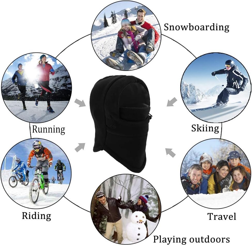 Balaclava Ski Mask 2 Pcs - Windproof Warmer Fleece Adjustable Winter Mask for Men Women