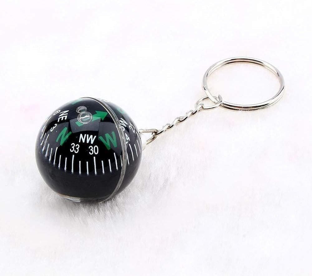 Ball Compass Keychain, 28mm Liquid Filled Compass Key Rings Outdoor Navigation Tool for Camping Hiking Survival Navigation Equipment Compass Small Compass Survival Keychain Gadgets