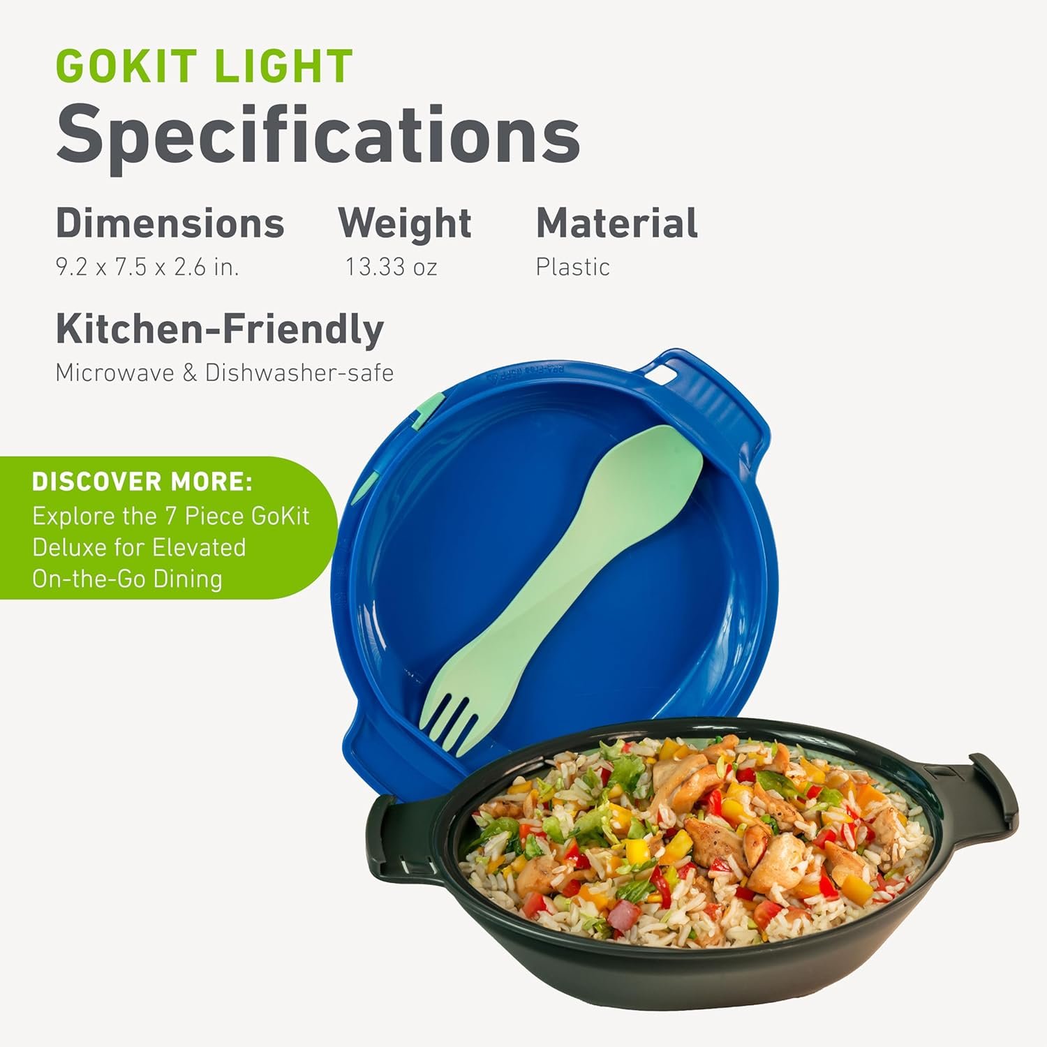humangear GoKit Light | Travel Mess Kit | 5-Tool Portable Bowl, Plate, Spork | Camping Utensils
