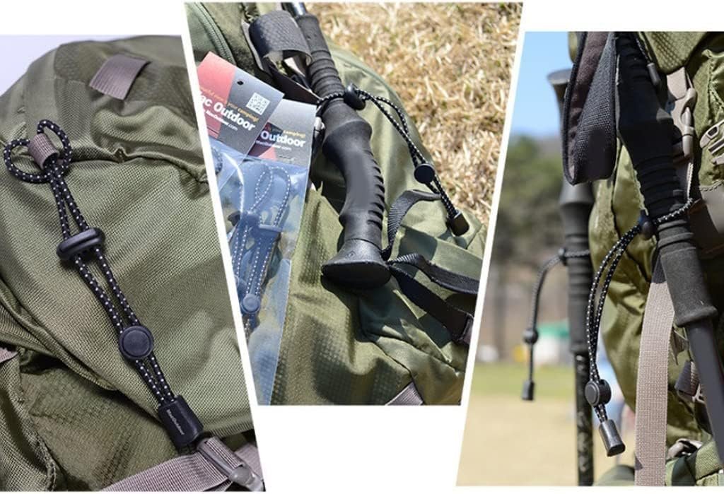 Marsrut 4pcs Backpack Hiking Stick Holder, Walking Pole Fixing Buckle Elastic Rope Lanyard for Mountaineering Climbing Trekking Outdoors