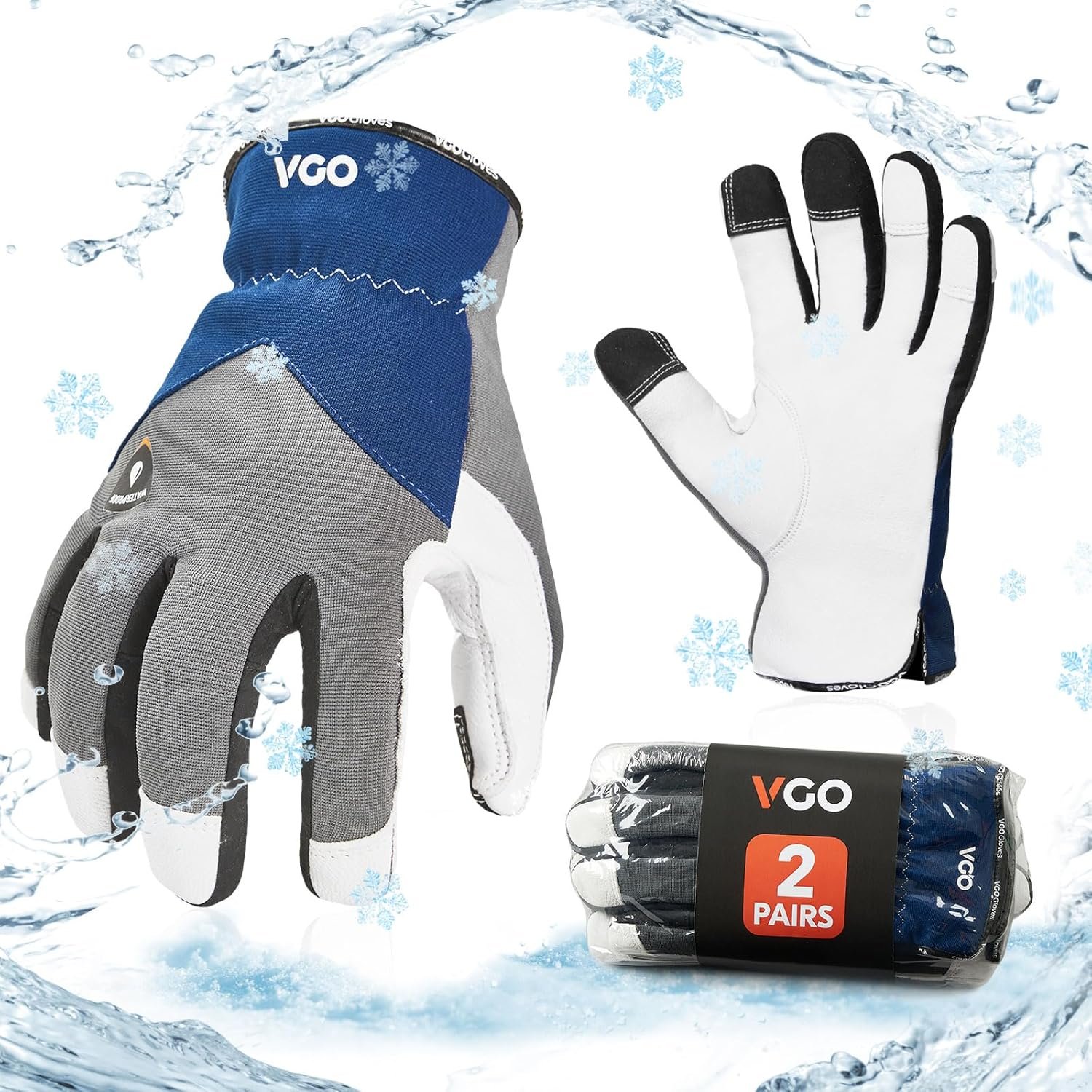 Vgo... 1-Pair -4℉ or above 3M Thinsulate C100 Winter Warm Waterproof Light Duty Mechanic Glove, High Dexterity, Anti-abrasion, Rigger Glove (Size L, Brown, GA9603FW)