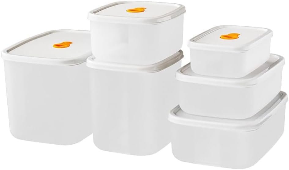 6-piece food storage container with lid, stackable square storage set, BPA free, suitable for microwave and dishwasher plastic leak proof kitchen storage freezer, Clear