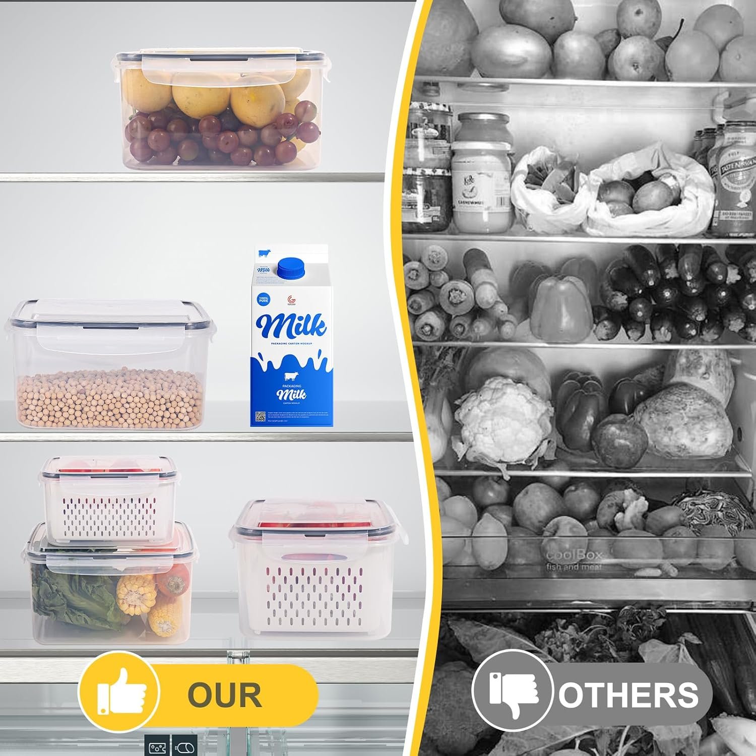 9 PCS Fruit Storage Containers for Fridge with 3 Airtight Lids,3 Removable Colander,3 Food Storage Container,Produce Saver Container Dishwasher Safe Keep Berry Fruit Vegetable Fresh Longer