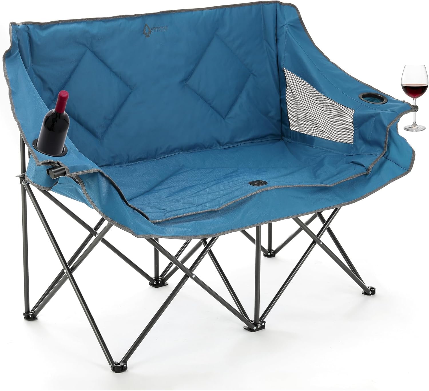 ARROWHEAD OUTDOOR Portable Folding Double Duo Camping Chair Loveseat w/ 2 Cup  Wine Glass Holder, Heavy-Duty Carrying Bag, Padded Seats  Armrests, Supports up to 500lbs, USA-Based Support