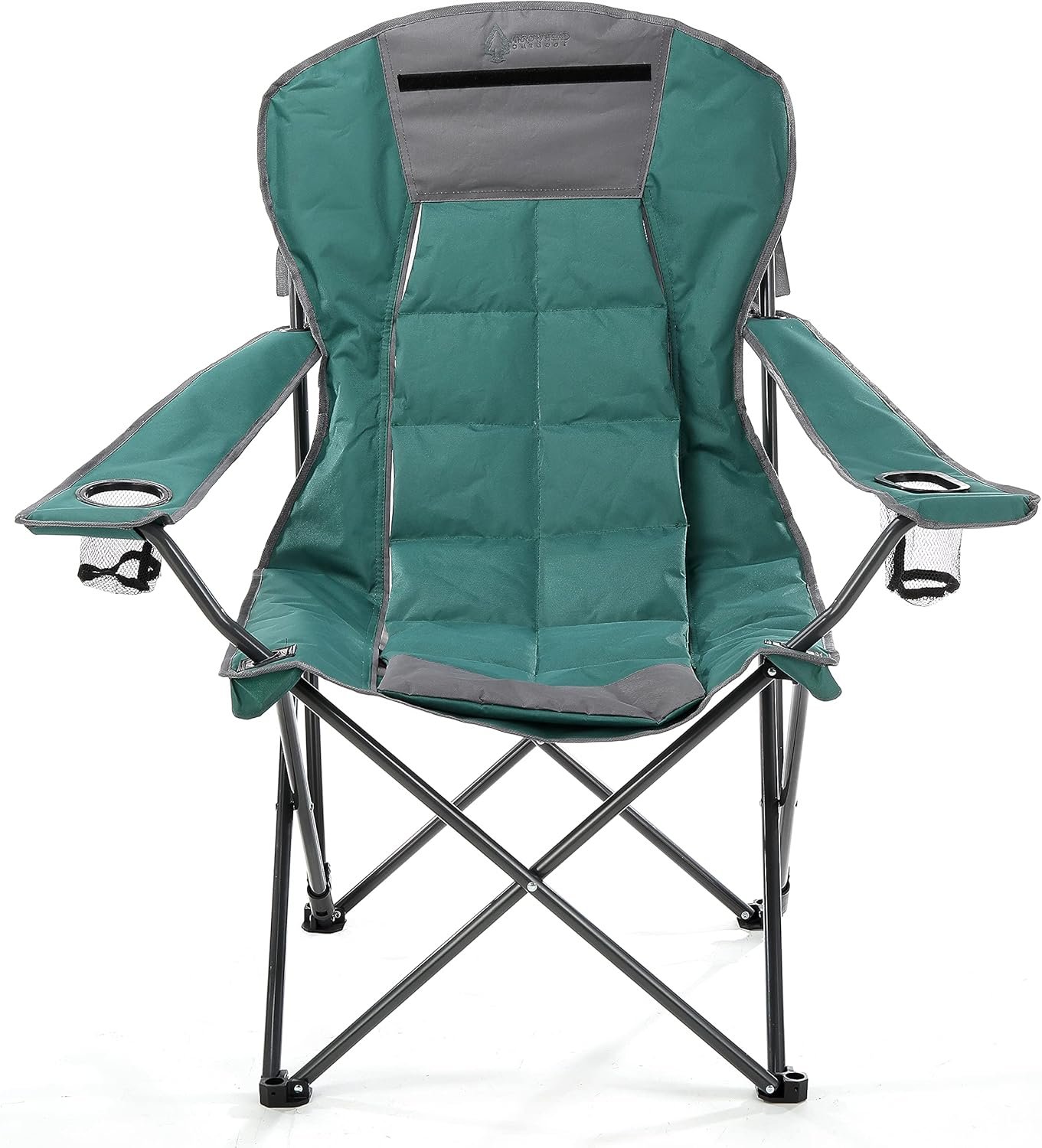 ARROWHEAD OUTDOOR Portable Folding Hybrid 2-in1 Camping Chair, Adjustable Recline, Vent, Padding, Cup Holder  Storage Pouch, Heavy-Duty, Oversize, Supports 300lbs, Includes Bag, USA-Based Support