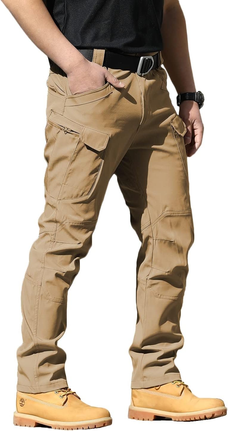 AUTIWITUA Mens Tactical Pants Water Resistant Flex Ripstop Cargo Pants Lightweight Hiking Pants with Multi Pockets(No Belt)