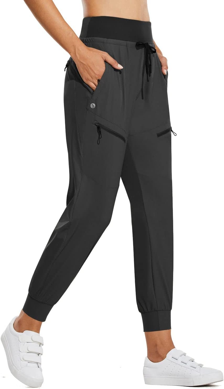 BALEAF Womens Joggers Lightweight Hiking Pants High Waist 5 Zipper Pockets Quick Dry Travel Athletic UPF50+