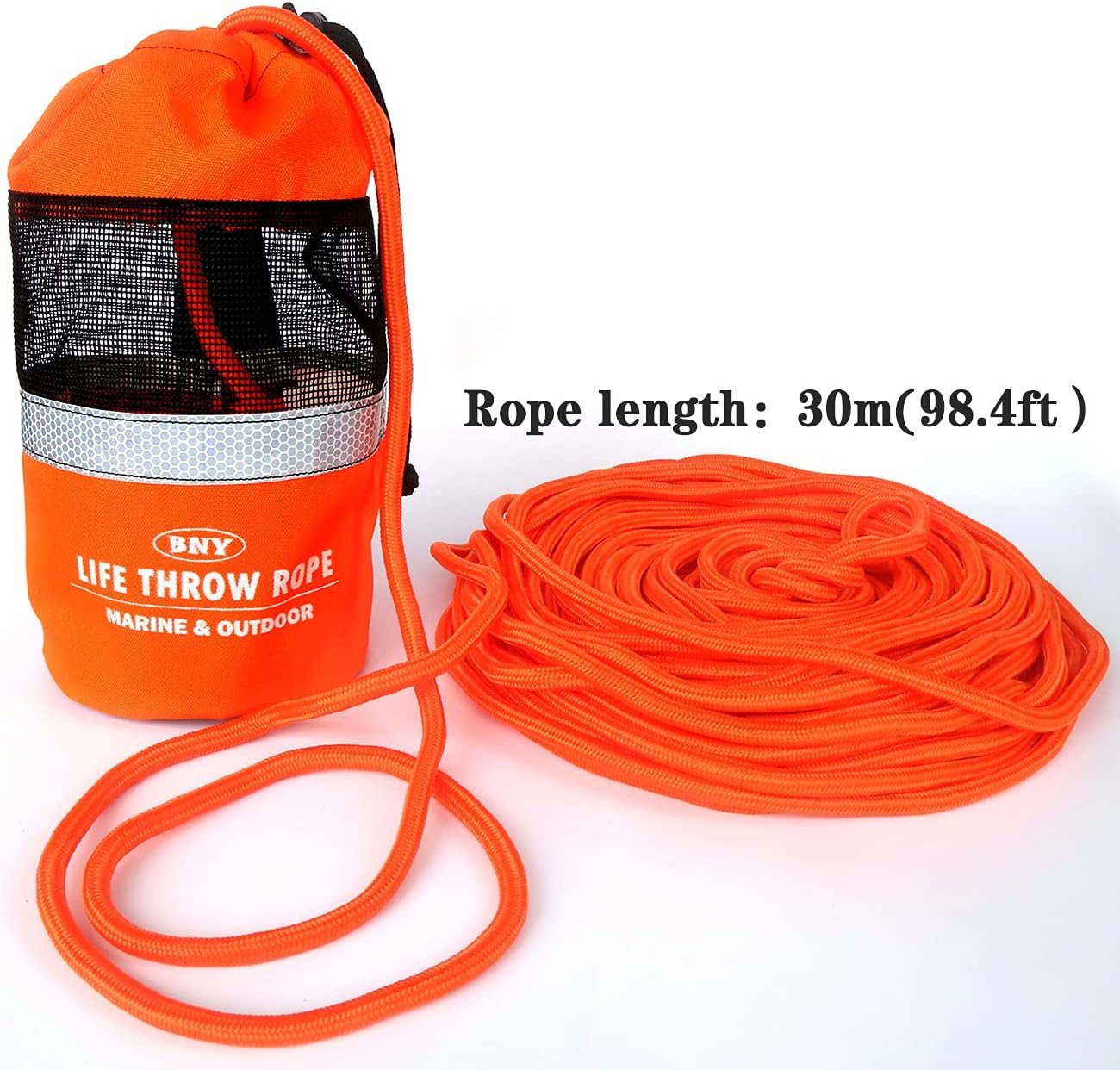 BNY Throw Bag for Water Rescue with 98ft Reflective Throwable Floatable Rope, Floating Throwing Line for Kayaking, Whitewater Boating, Rafting, Ice Fishing, Swimming