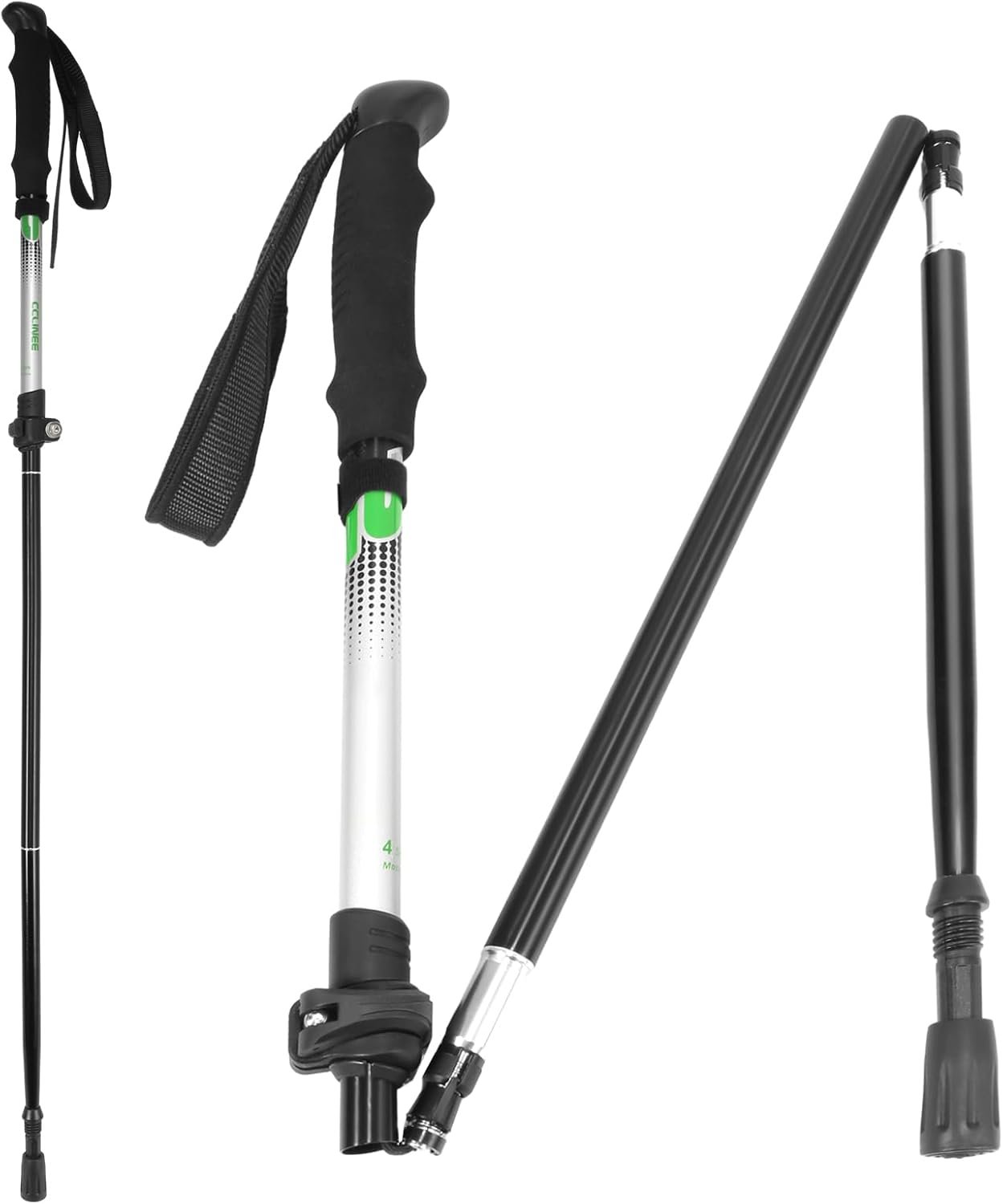 CLINE Travel Folding Trekking Hiking Pole with Carrying Case,Collapsible Cane Adjustable Walking Stick Portable Mobility Aid for Women Men Hikers Gift,Black