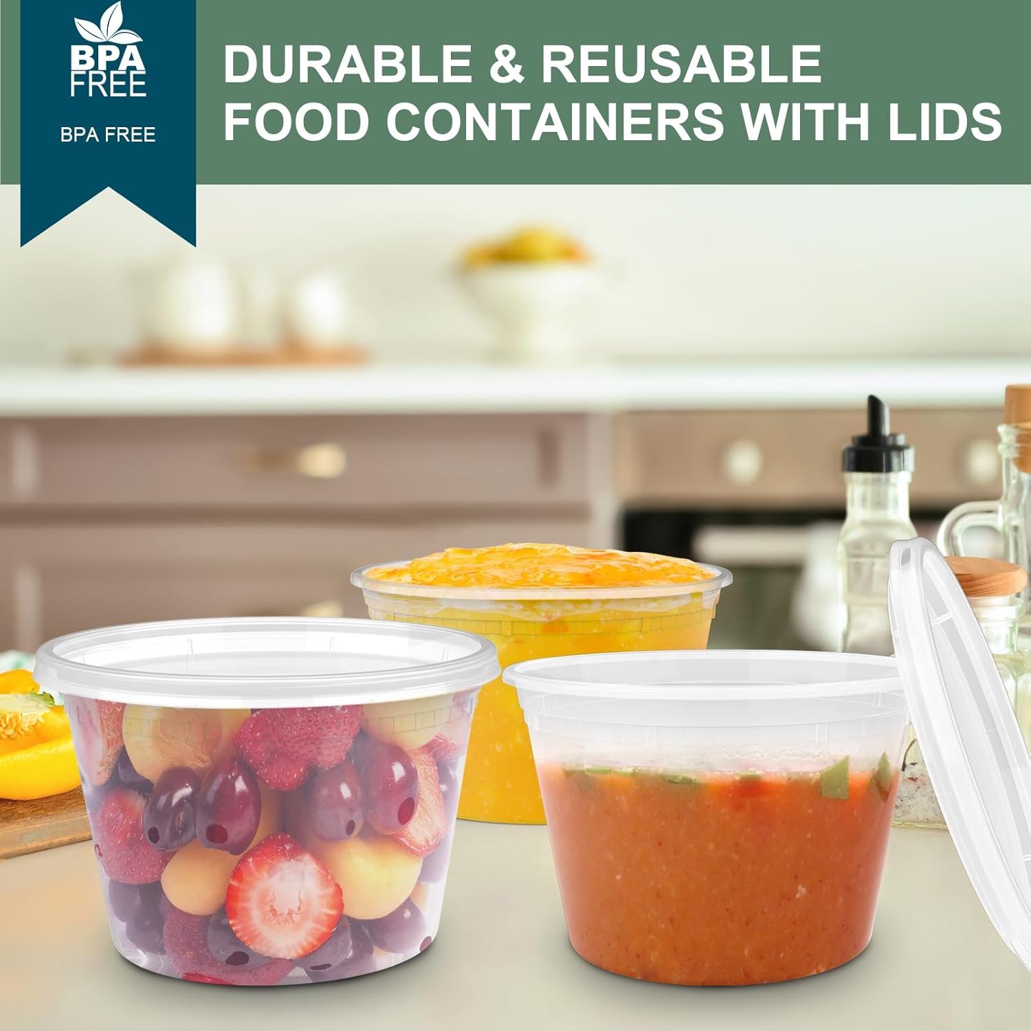 Deli Containers with Lids 16 oz [24 Set] - Food Storage Containers with Lids Freezer Safe, Soup Containers for Restaurant, BPA Free | Portion Control | Leakproof | Microwave| Washable…