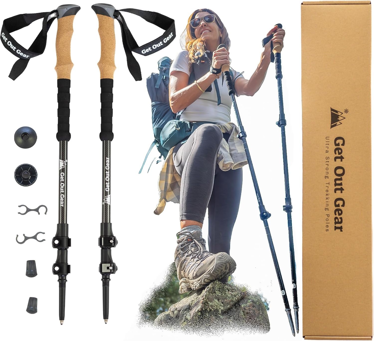 | Goat Stix | Ultra-Strong Carbon Fiber Trekking Poles| Hiking Poles, Hiking Sticks, Trekking Poles for Hiking, Nordic Walking Poles | Collapsible Lightweight Telescoping