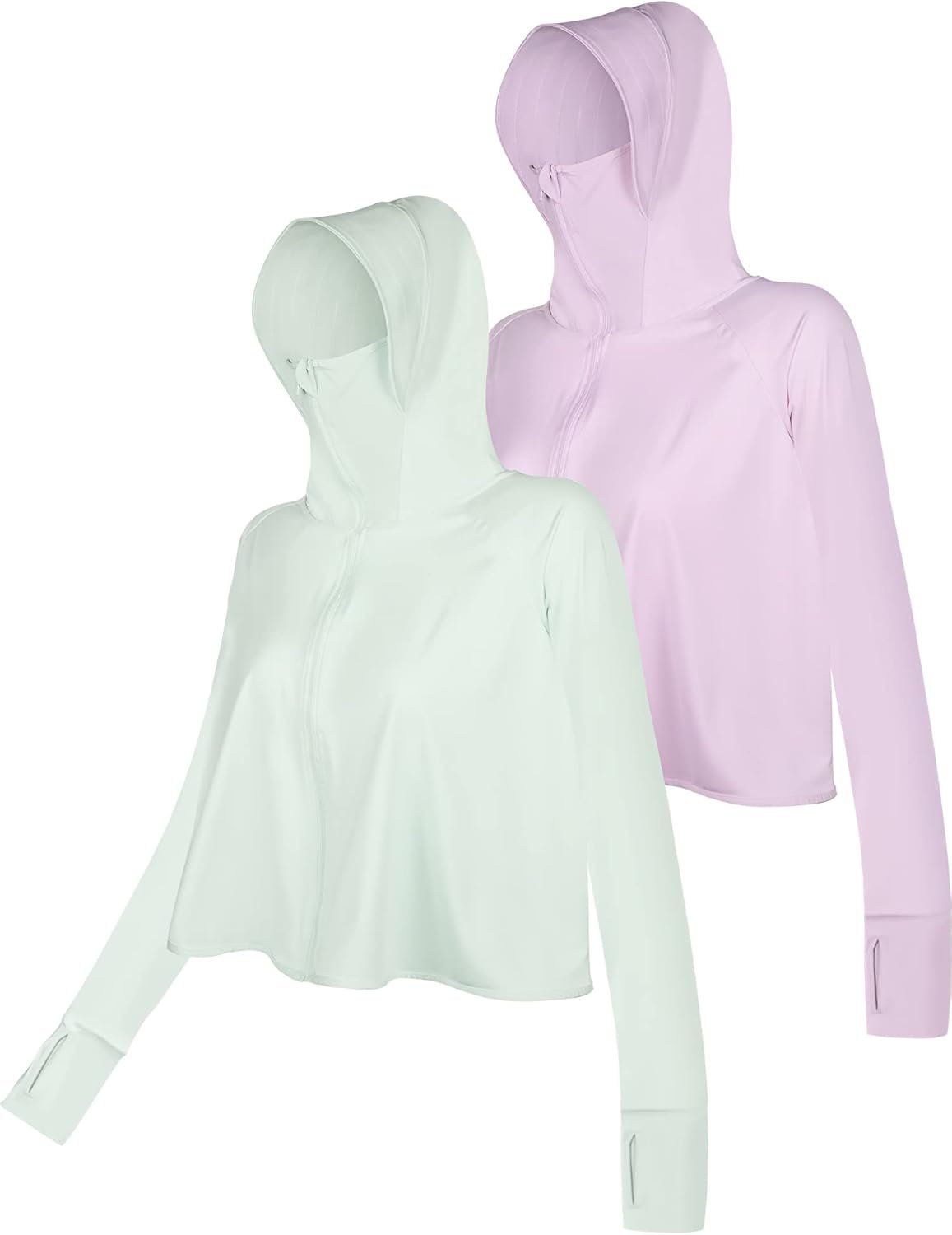 Hercicy 2 Pcs UV Protection Clothing Sun Protection Hoodie Jacket Full Zip UV Block Clothing for Women