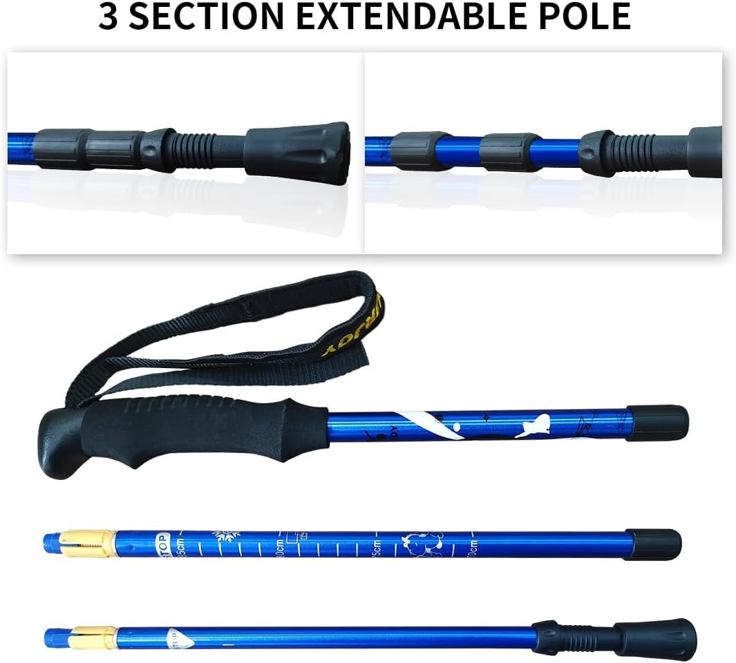 Hiking Trekking Poles, 2 Pack Anti Shock, Adjustable, Collapsible Hiking Poles for Trekking or Walking, Lightweight Aluminum Sticks for Children