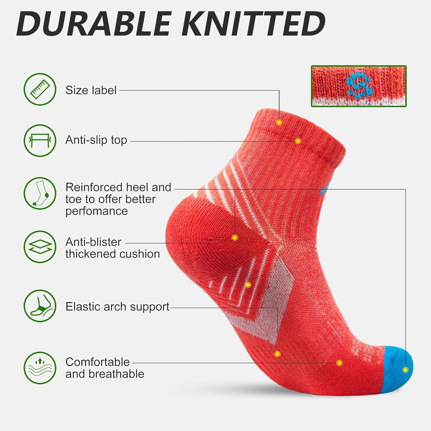 innotree 5 Pack Cushioned Hiking Socks for Women,Lightweight Wicking Women Crew Sock for Outdoor Hiking Walking Running