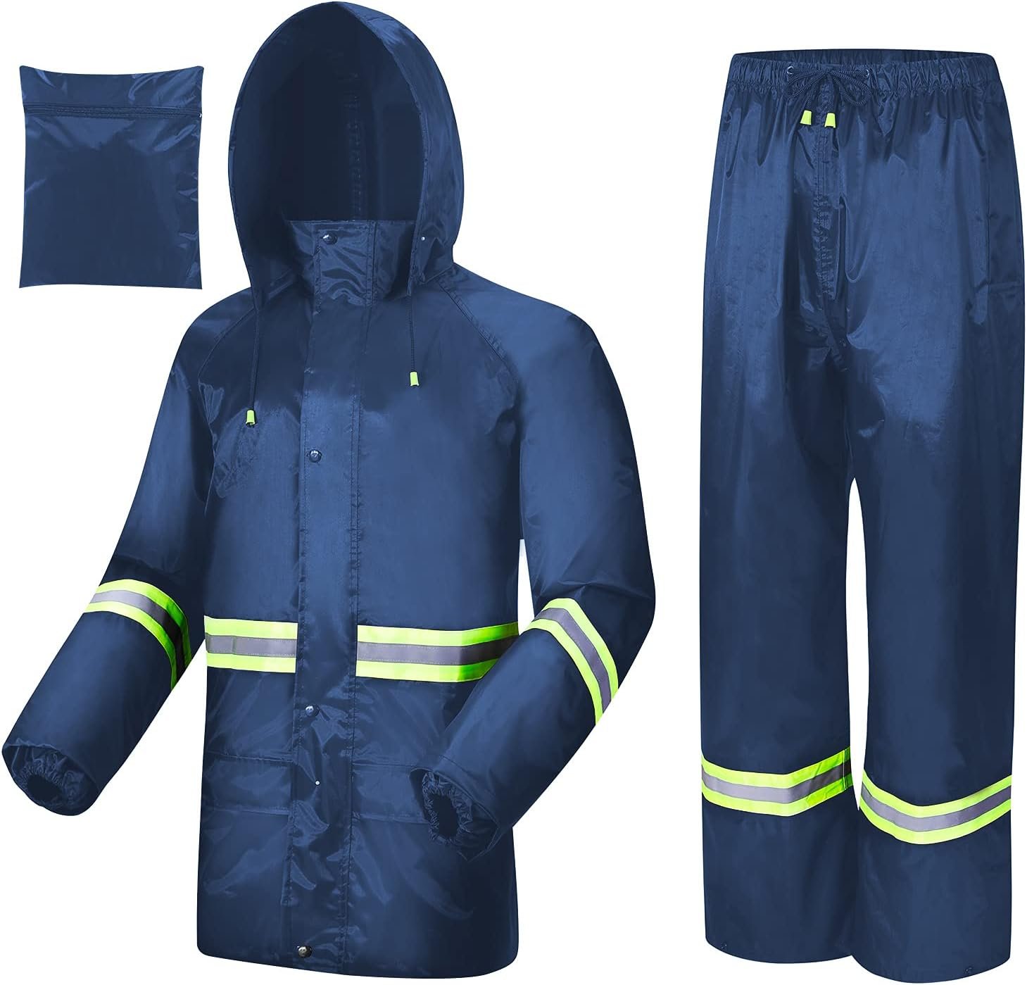 Rain Suits for Men Women Waterproof, Breathable Rain Coats with Eye-Catching Reflective Strip, Durable Rain Gear