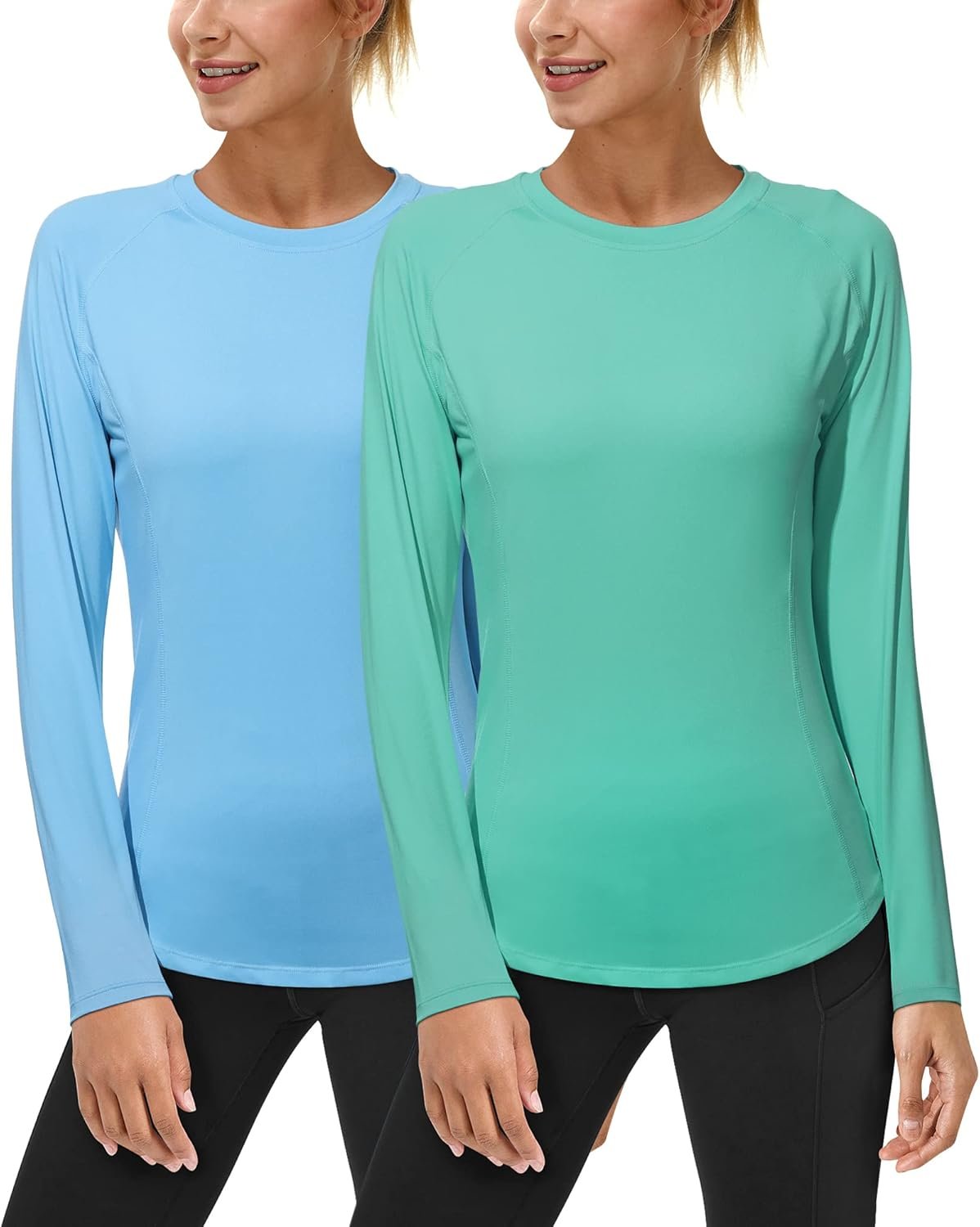 Roadbox Womens Long Sleeve UV Sun Shirts UPF 50+ Workout Swim Rash Guard Tops