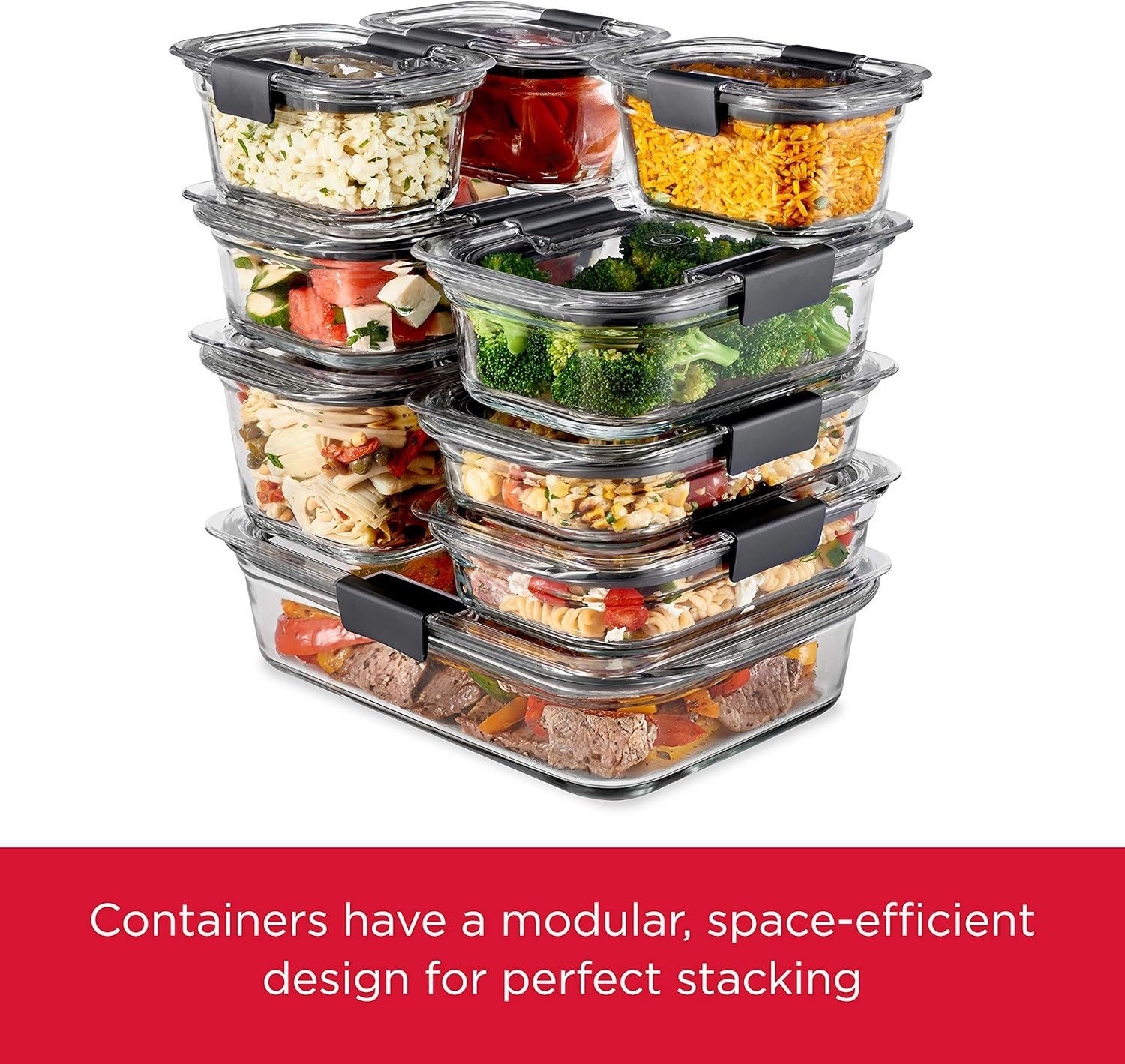 Rubbermaid Brilliance Glass Storage 3.2-Cup Food Containers with Lids