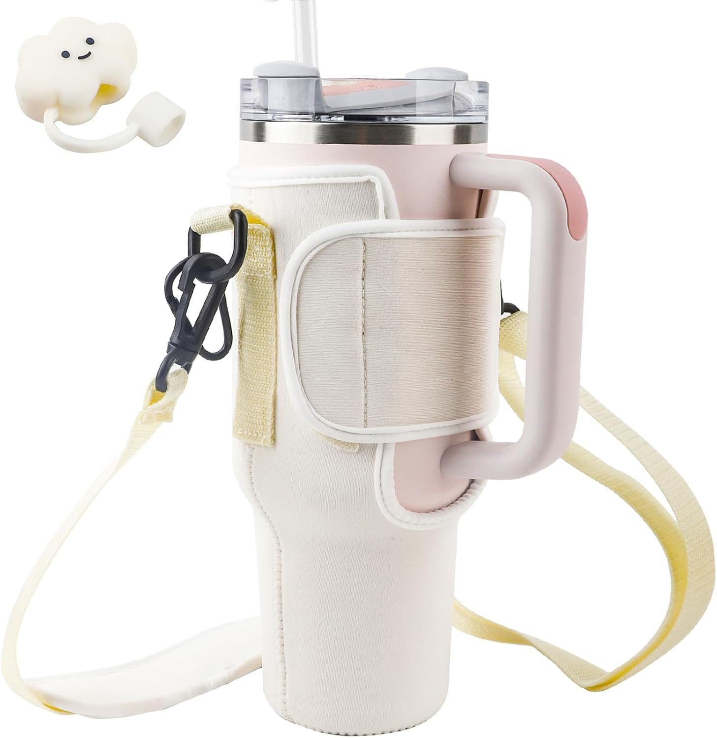 Stanley Cup Accessories,Tumbler Accessories,Pouch Water Bottle Holder with Strap Cup Bag,The wrap-Around Beverage Pouch Carrier is Perfect for Hiking and Trekking,Cup Pouch and Straw Cover Sets