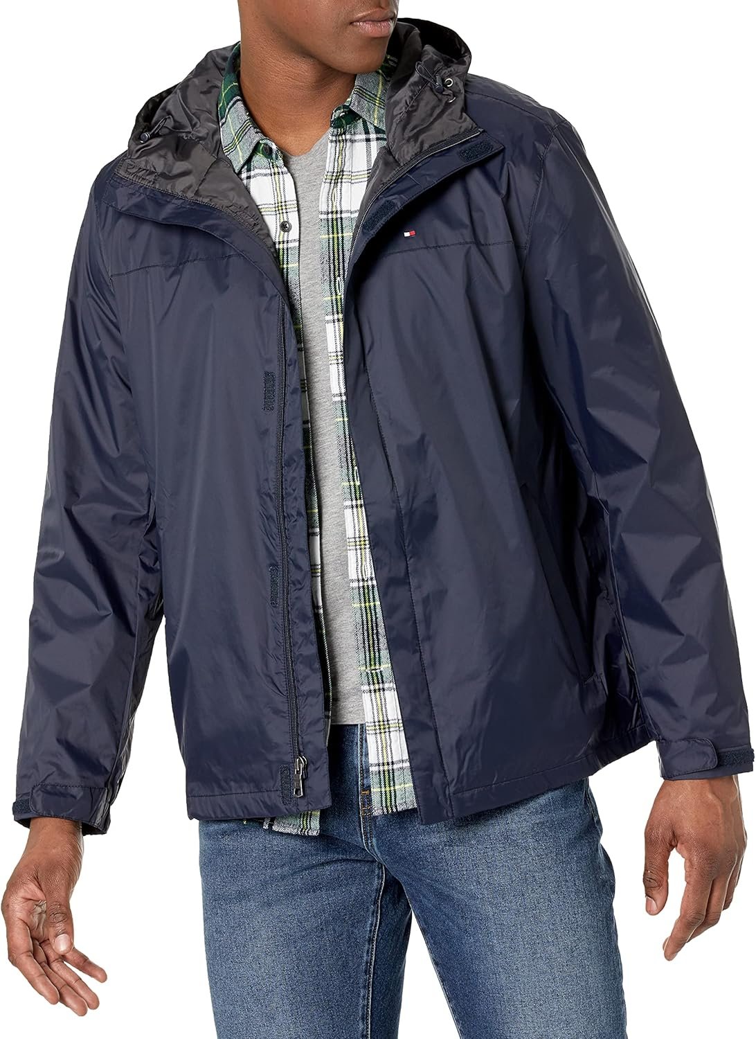 Tommy Hilfiger Mens Lightweight Breathable Waterproof Hooded Rain Jacket