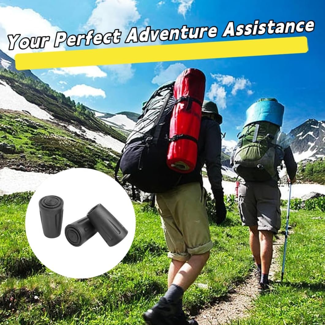 Trekking Pole Tips Replacement Protectors, Trekking Pole Tips for Walking Sticks Rubber Tips for Hiking Sticks, Fits Most Standard Walking Sticks Shock Absorbing